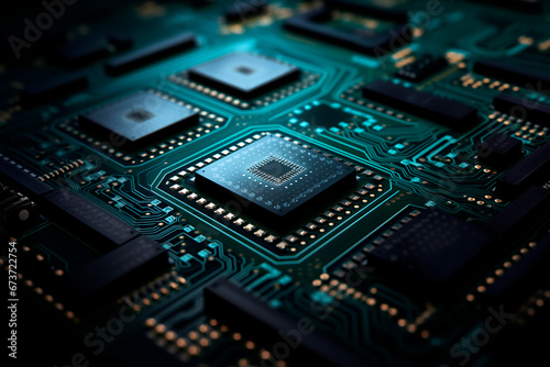 Microcircuit on the control board close-up. IT concept. Develop technologies