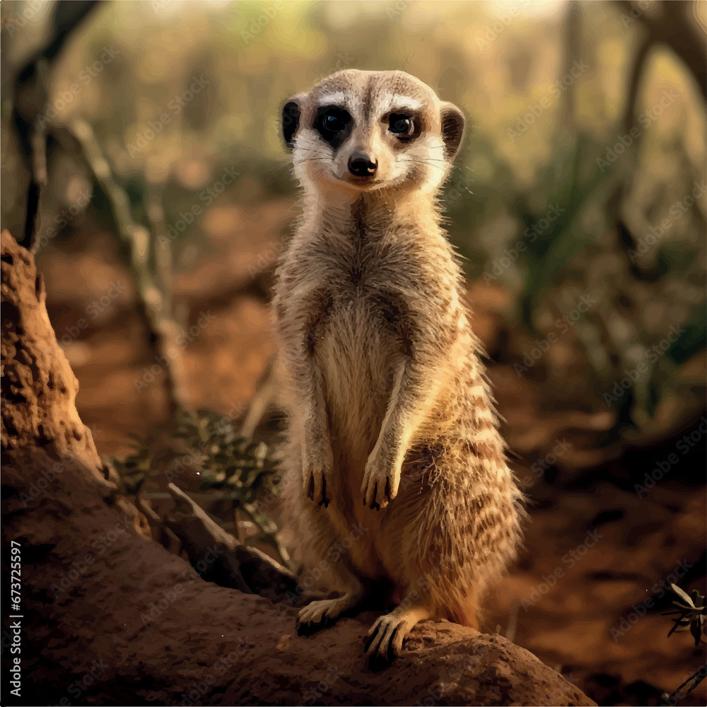Fototapeta premium high resolution Illustration of a meerkat
