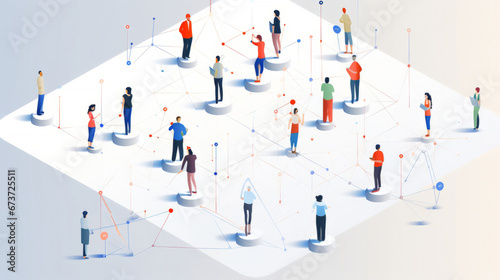View of a crowd with a network of connections. Big data, smart city, wifi concept.