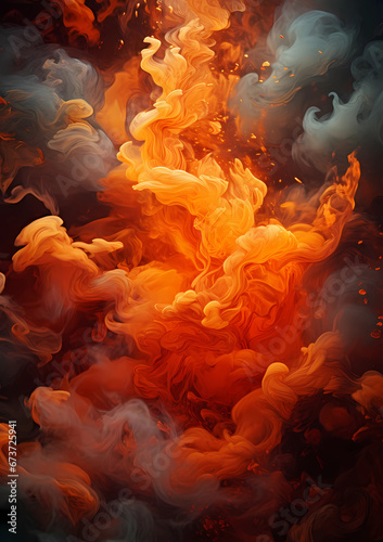 Orange smoke cloud explosion of orange vapour abstract background.  © Stamplovesink