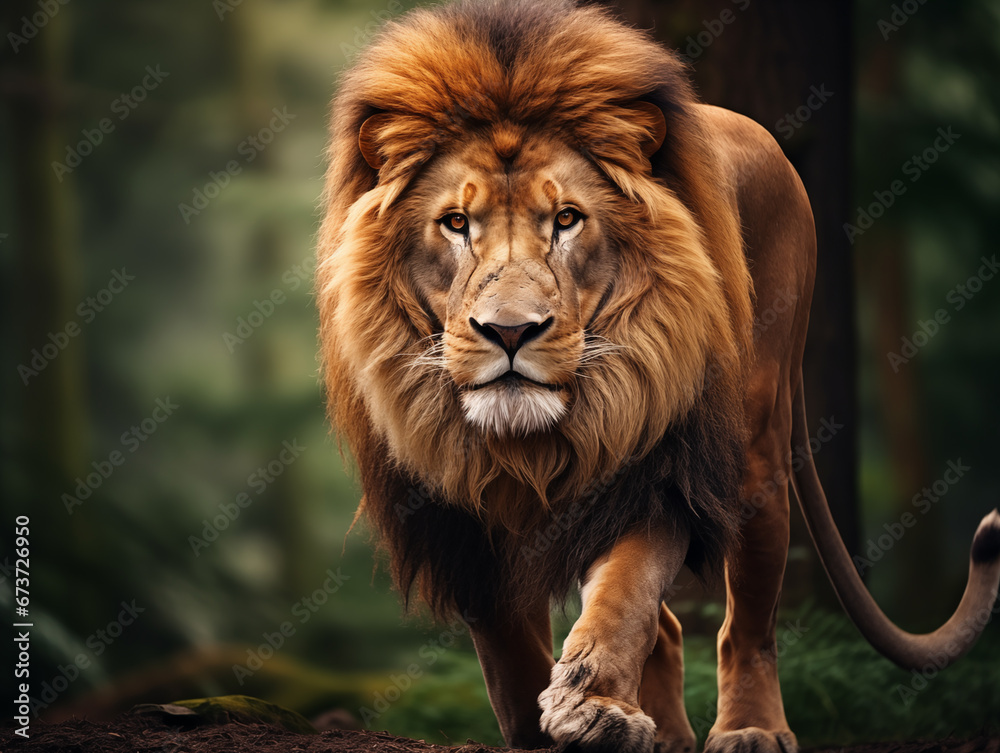 majestic lion in its natural habitat, highlighting its strength and beauty majestic lion in its natural habitat, highlighting its strength and beauty