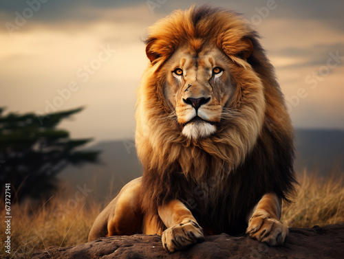 majestic lion in its natural habitat  highlighting its strength and beauty