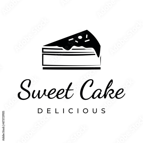 Sweet cake template logo design vector illustration