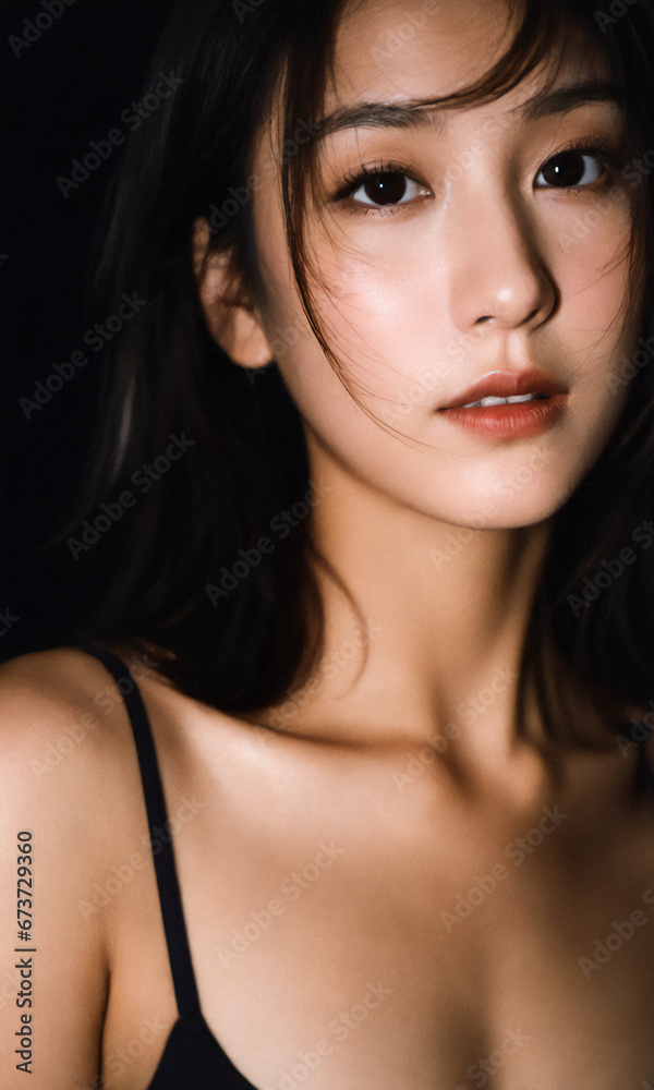 Pretty asian woman with black hair Pretty asian woman with black hair