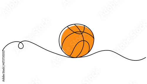 One continuous line drawing basketball. Sport ball concept. Editable stroke. Outline vector illustration