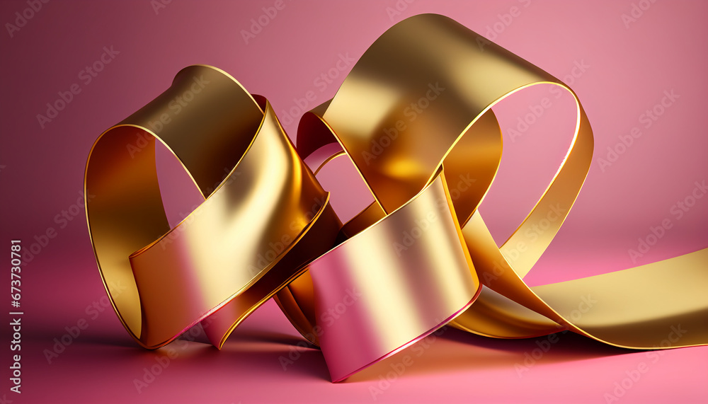 a pink backdrop with a golden ribbon a pink backdrop with a golden ribbon