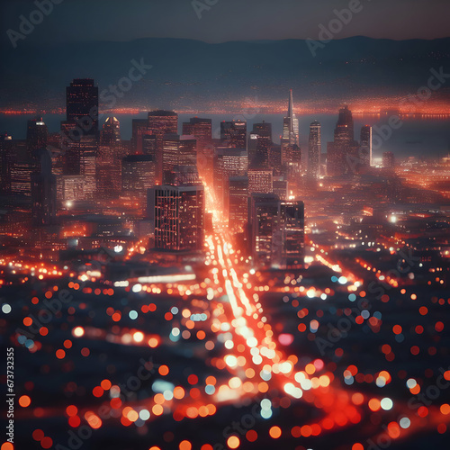 Blurred Abstract Colorful Bokeh Background of City Lights