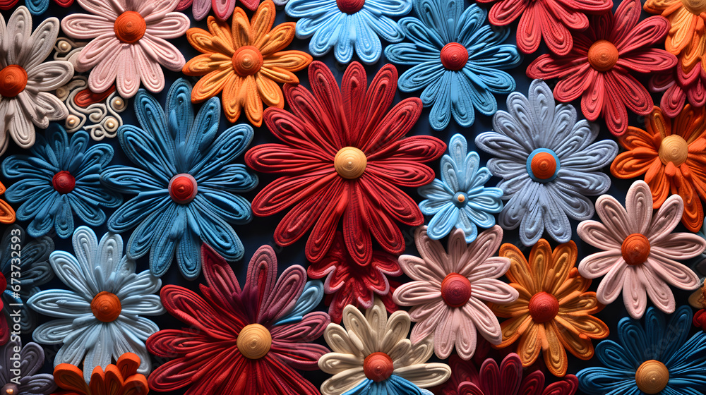 background of kiss-cut colored wool thread flower -- Generated by AI background of kiss-cut colored wool thread flower -- Generated by AI