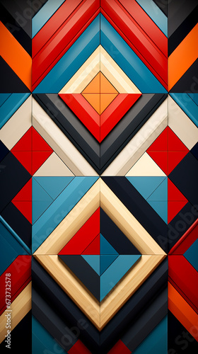 Artistic geometric shapes in bright colors provide a contemporary style backdrop, created with Generative AI technology.