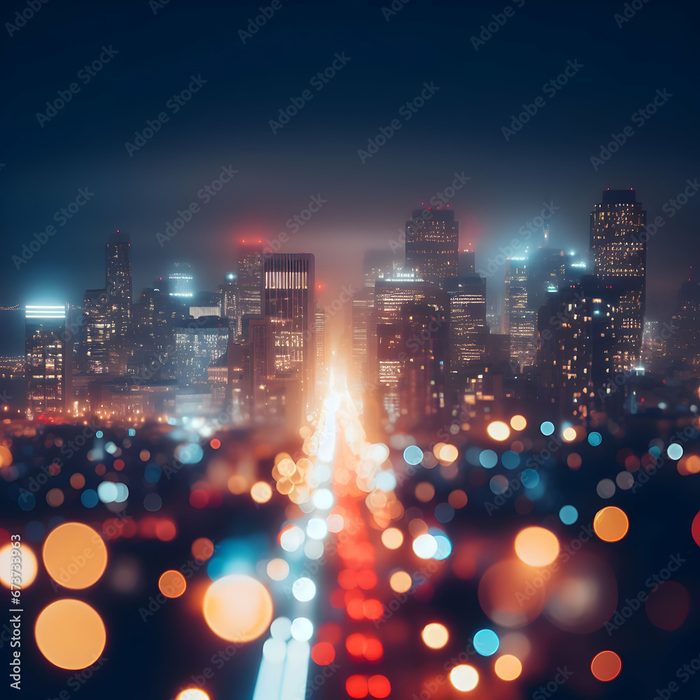 Blurred Abstract Colorful Bokeh Background of City Lights
