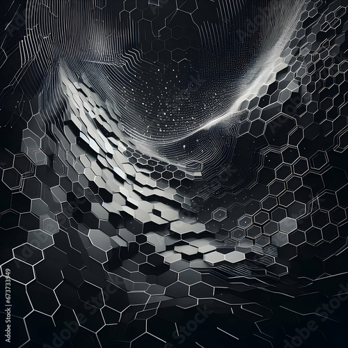 Abstract Black of Futuristic Surface Honeycom Hexagon