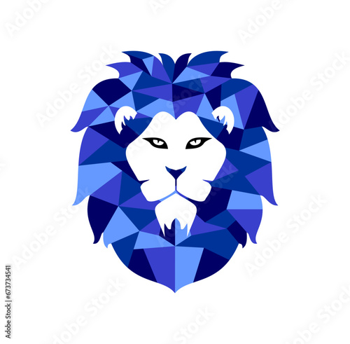 Mosaic of lion on blue tiles