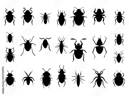 set of insects icons silhouette , black and white icon set , nature vector