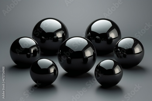 Set of black spheres, 3d render