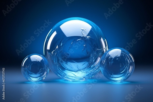 Set of blue spheres, 3d render