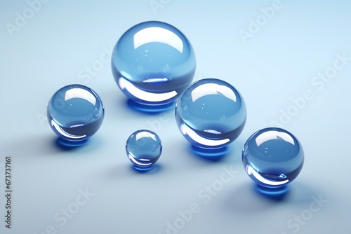 Set of blue spheres, 3d render