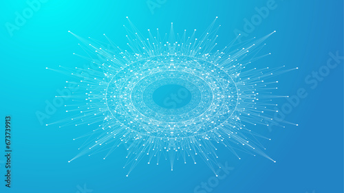 Quantum computing concept. Deep learning artificial intelligence. Big data algorithms visualization for business, science presentations, posters, covers
