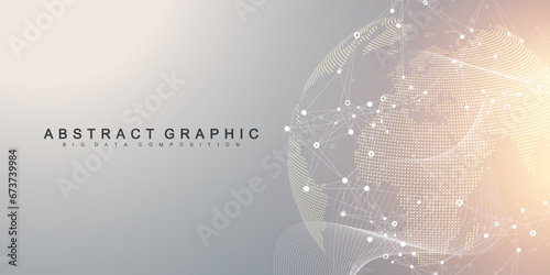 Global network connection banner design template. Header social network communication in the global business concept. Big data visualization. Internet technology photo
