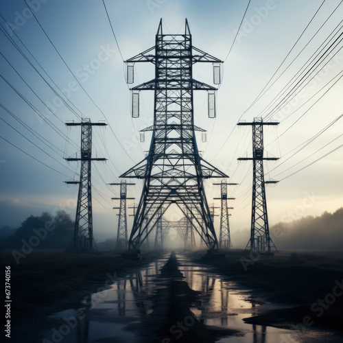 High voltage tower , traditional energy source.