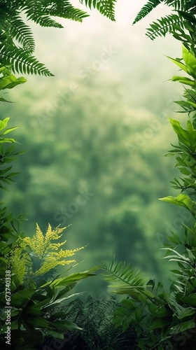 Green plant landscape with grass and clouds Created with generative Ai