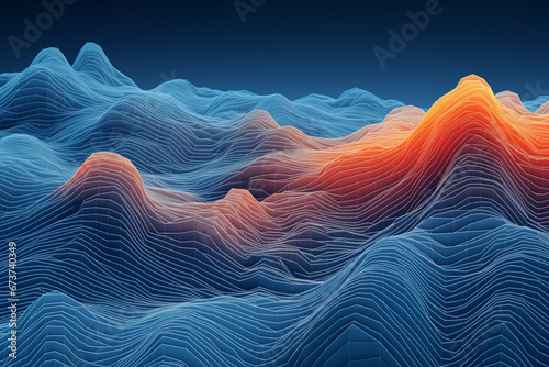 Drawing of glacier surface with hotter areas. Global warming concept