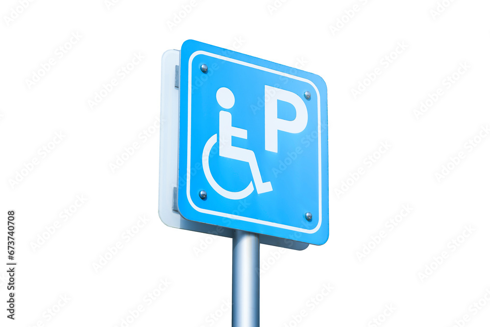 Blue parking sign for the disabled, isolate on a white background. Blue parking sign for the disabled, isolate on a white background.