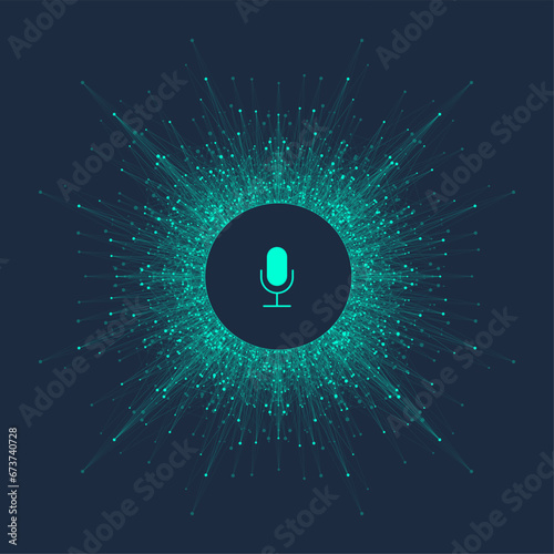 Voice assistant concept. Vector sound wave. Voice and sound recognition equalizer wave flow background. Personal assistant and voice recognition. Abstract amplitude of sound
