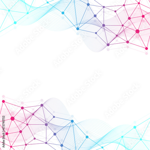 Molecular abstract structure background. Scientific vector illustration with molecule DNA. Medical, science and technology concept for banner template or header.