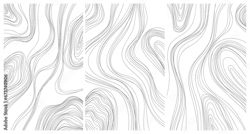Set of abstract backgrounds with wavy lines. Monochrome illustration. Set of abstract backgrounds with wavy lines. Monochrome illustration.