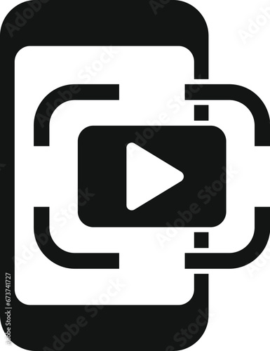 Play virtual video icon simple vector. Code video marker. Camera gadget