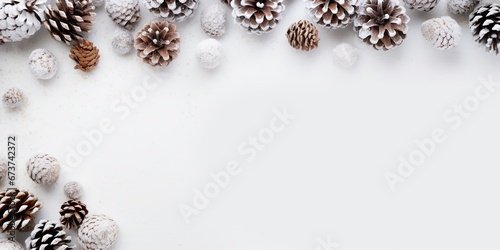Winter Theme with Pine Cones and Ornaments