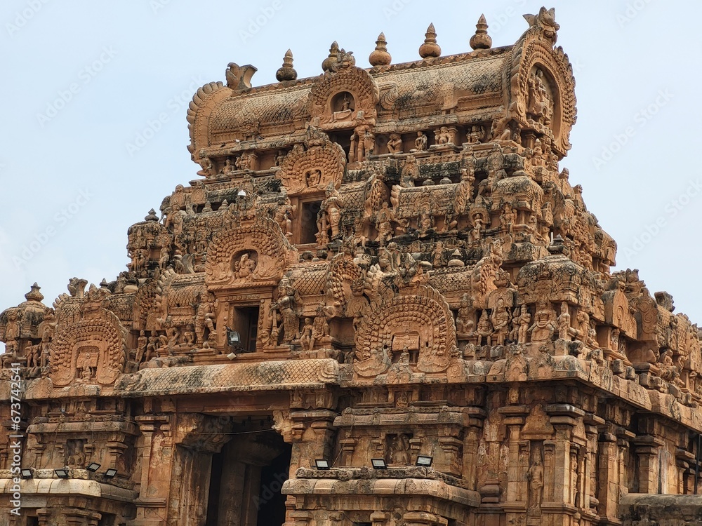 Thanjavur, Tamil Nadu India - Oct 18 2023: Brihadeeswara Temple or Big Temple in Thanjavur, Tamil Nadu ( World Heritage UNESCO site )