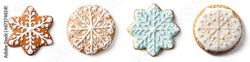Set of Frosted Christmas Cookie isolated on transparent background