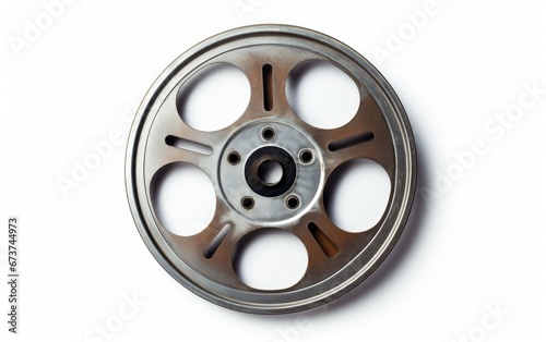 retro film reel - closeup isolated on white background