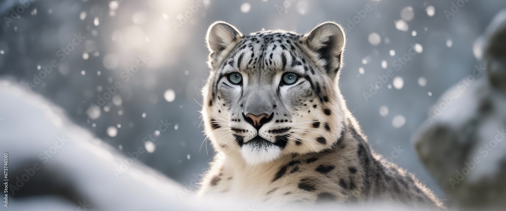 Obraz premium Snow Leopard Photography Stock Photos cinematic, wildlife, snow leopard, for home decor, wall art, posters, game pad, canvas, wallpaper