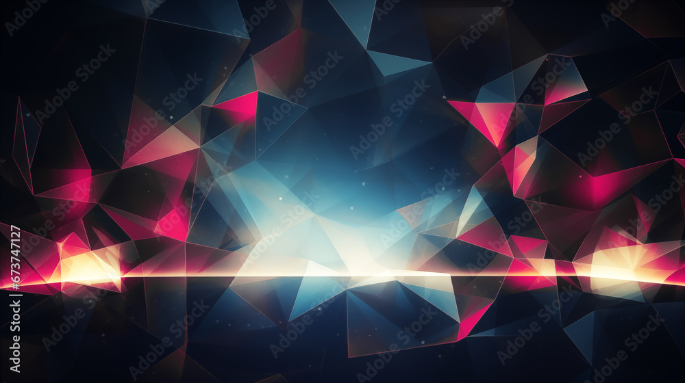 Abstract technology background with pink blue and white polygon pattern in black, 3d illustration. Abstract technology background with pink blue and white polygon pattern in black, 3d illustration.