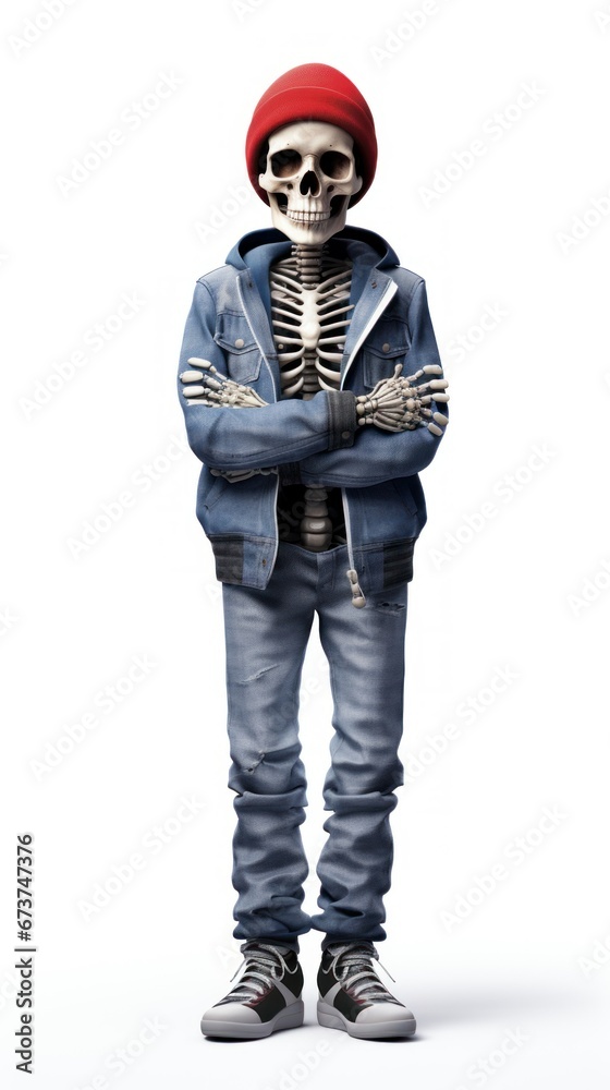 skeleton in sportswear on a plain background. vertical photo skeleton in sportswear on a plain background. vertical photo