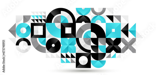 Abstract vector tiling geometric background, Bauhaus style tiles for interior bathroom wallpaper, art style modular geometrical backdrop.