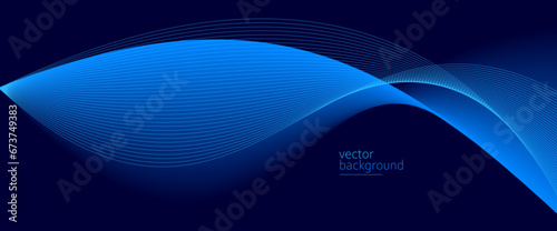 Smooth flow of wavy shape with gradient vector abstract background, dark blue design curve line energy motion, relaxing music sound or technology.