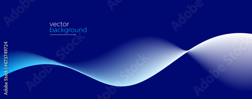 Flowing dark blue curve shape with soft gradient vector abstract background, relaxing and tranquil art, can illustrate health medical or sound of music.