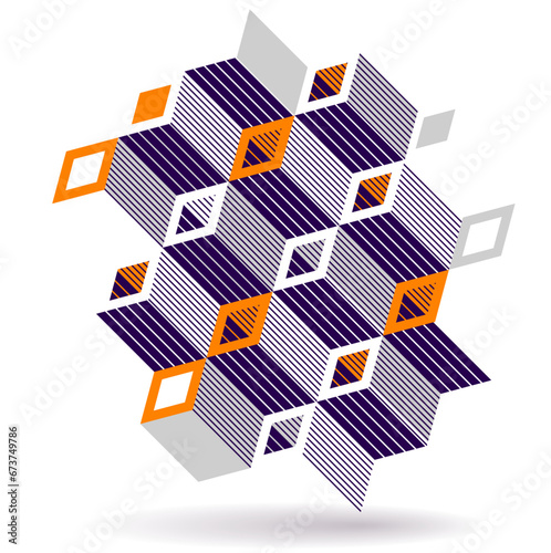 Isometric 3D cubes vector abstract geometric background, yellow abstraction art architecture city buildings theme, cubic shapes and forms composition lowpoly style. © Sylverarts