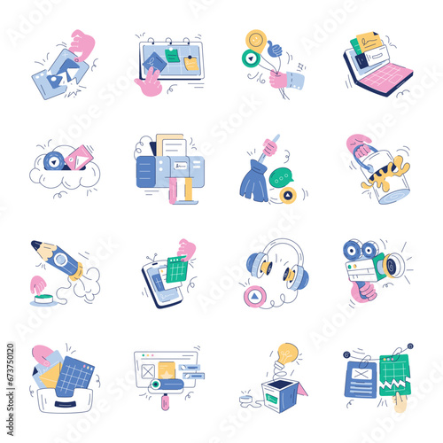 Set of Creative Services Flat Illustrations 
