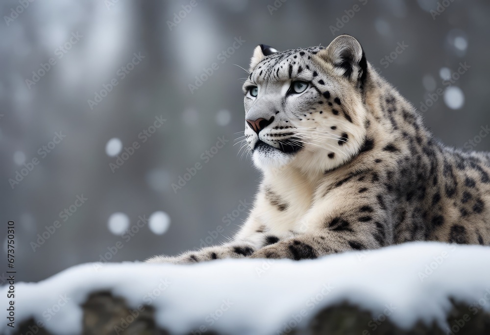 Obraz premium Snow Leopard Photography Stock Photos cinematic, wildlife, snow leopard, for home decor, wall art, posters, game pad, canvas, wallpaper