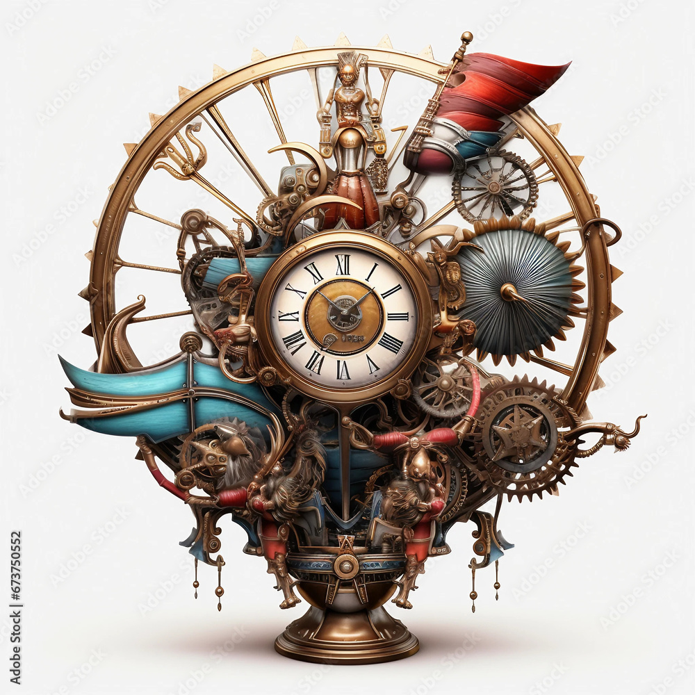 antique clock isolated on white clock, gear, watch, time, mechanism, clockwork, machine, metal, gears, old, wheel, cog, 