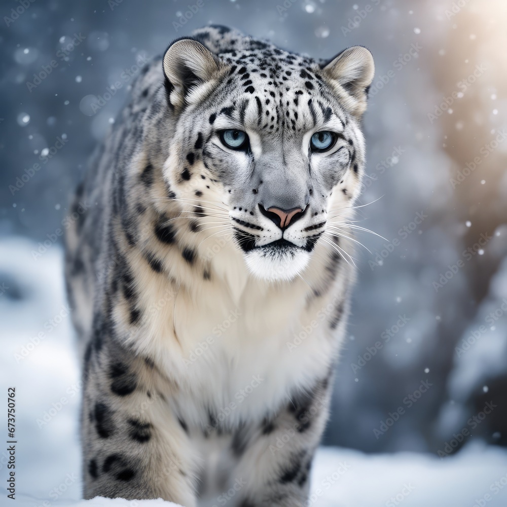 Fototapeta premium Snow Leopard Photography Stock Photos cinematic, wildlife, snow leopard, for home decor, wall art, posters, game pad, canvas, wallpaper