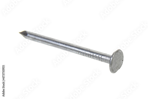 steel metal nail on a white background