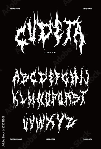 Heavy metal font cudeta typography vector punk rock hardcore dark music typerface editable