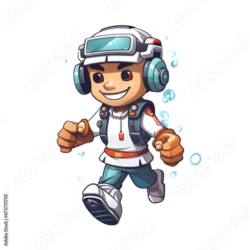 gaming controller character vector illustration, enjoying, in transparent background Generative AI