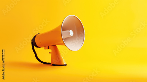 un mégaphone sur fond jaune pour faire porter sa voix photo