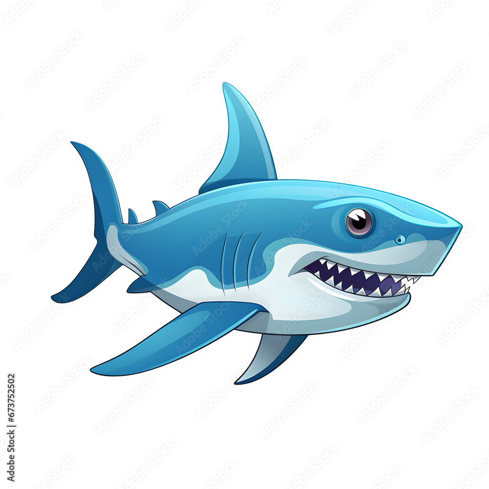 Obraz premium cartoon Blue shark vector illustration in transparent background Generative AI